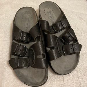 *Never worn Mephisto Black Leather Sandals with Size 37 - Aged Cork